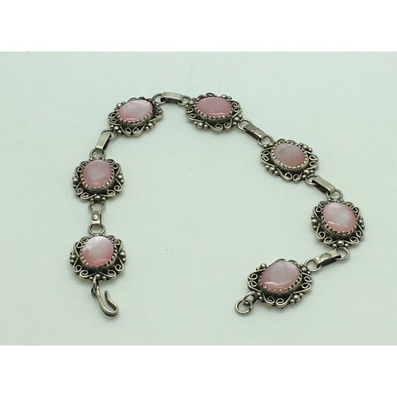 Southwestern Sterling Silver Bracelet Pink MOP Mother Of Pearl 6 3/4 “ - Picture 3 of 4